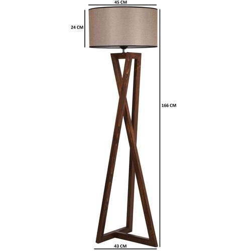 Opviq Podna lampa MAČKA smeđe, drvo- platno, promjer 45 cm, visina 166 cm, E27 60 w, Maçka Ceviz Ahşap Lambader Silindir Koyu Hasır Abajurlu slika 4