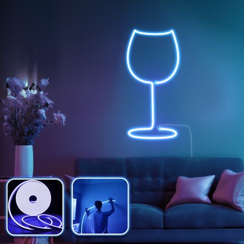 Opviq Dekorativna zidna led rasvjeta Wine Glass - Medium - Blue slika 1