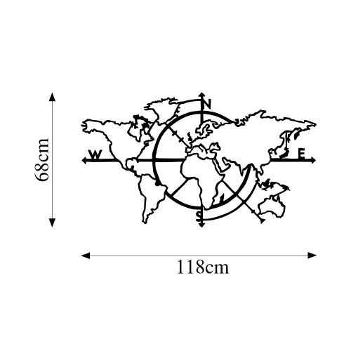 Wallity Metalna zidna dekoracija, World Map 8 slika 5