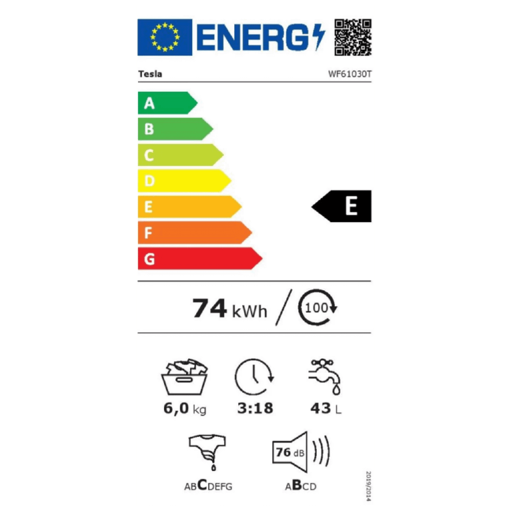 Tesla Mašina za veš, 1000 obrtaja, 6 kg veša, E - WF61030T slika 4