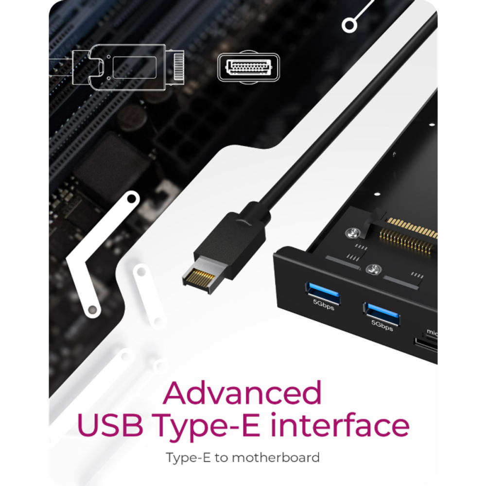 IcyBox IB-HUB1419-i3 6-u-1 USB hub za 3,5" utor u računalu slika 4