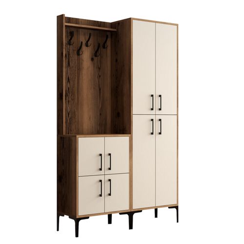 Woody Fashion Ormar za predsoblje, Berlin BA - Walnut, Cream slika 5