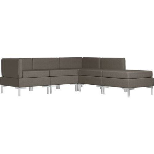 5-dijelni set sofa od tkanine smeđe-sivi slika 27