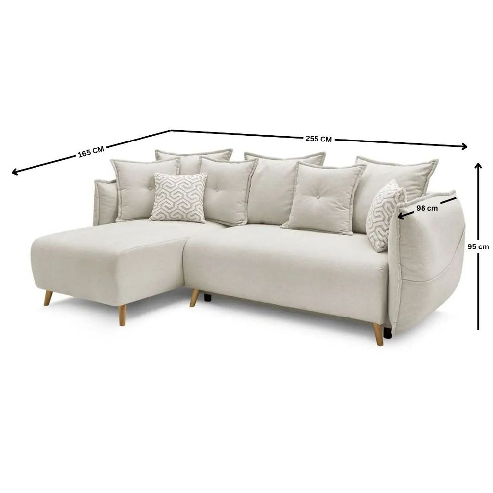Ugaona Sofa Puffy - boja: krem slika 9