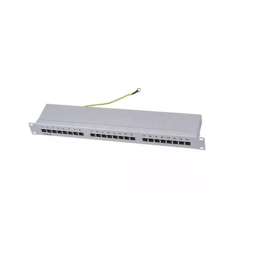 Patch panel 19/1U sa 24 RJ-45 STP kat. 6 Fully Shielded, Krone LSA, držač kablova sa zadnje CRNI slika 1