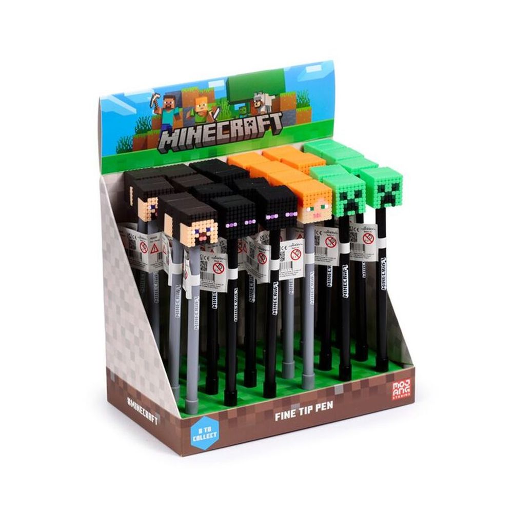 Kemijska olovka Puckator Minecraft s gumenim ukrasom (Alex/Steve/Creeper/Enderman) sortirano 24/1 PEN209 slika 1