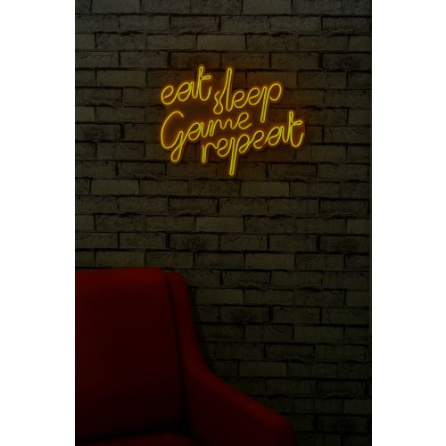 Wallity Ukrasna plastična LED rasvjeta, eat sleep game repeat - Yellow slika 3