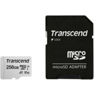 Transcend TS256GUSD300S-A 256GB microSD w/ adapter UHS-I U3 A1, Read/Write 95/45 MB/s