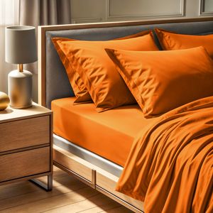 Ranforce super king fitted sheet (FR) (IT) (ES) (DE) Tonne Orage - 27, colour: orange