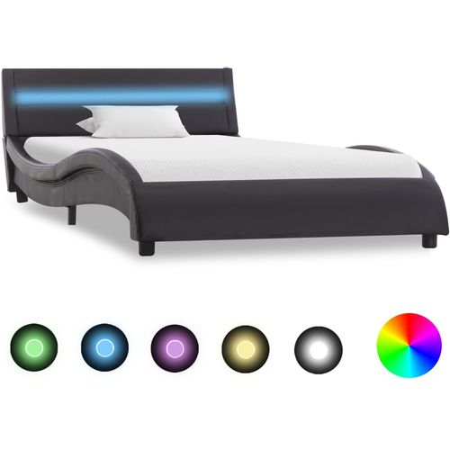 Okvir za krevet od umjetne kože s LED svjetlom crni 100x200 cm slika 1