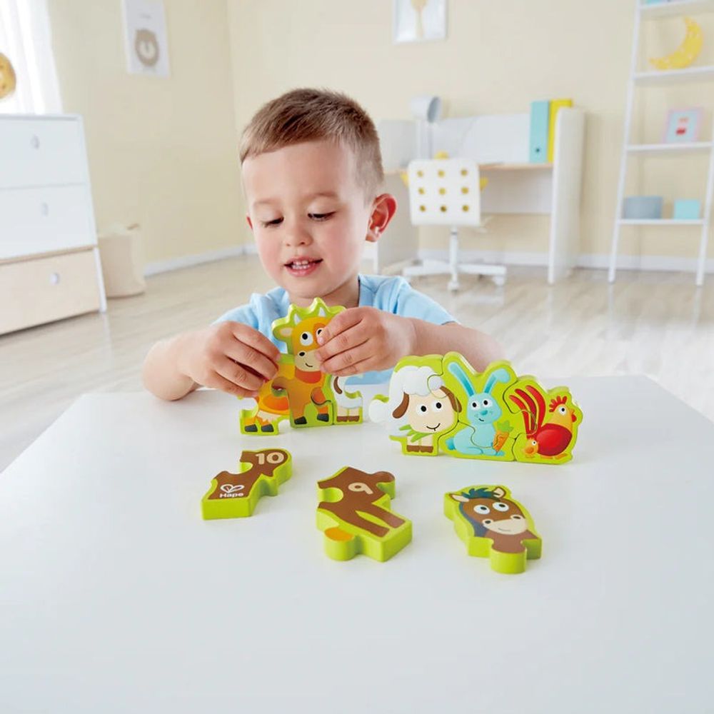 Hape Drvena slagalica Numbers & Farm Animals Puzzle slika 4