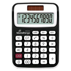 KALKULATOR 10-digit LCD, solar and battery-powered, black/white , MROS190