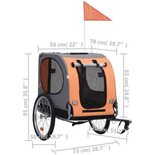 Prikolica za bicikl za psa narančasto-siva slika 27