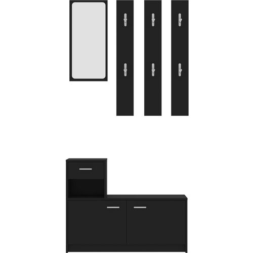 Set za hodnik crni 100 x 25 x 76,5 cm od iverice slika 7