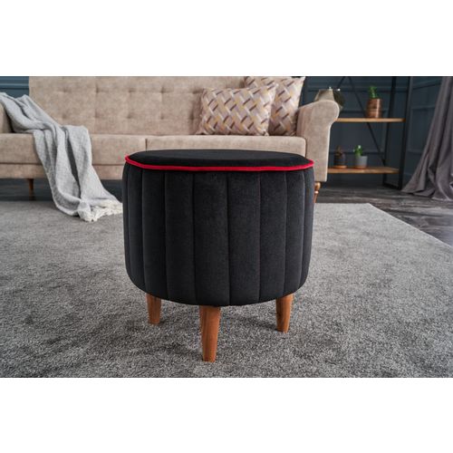 Atelier Del Sofa Tabure, Antracit Ružičasta, Lindy Puf - Black slika 1