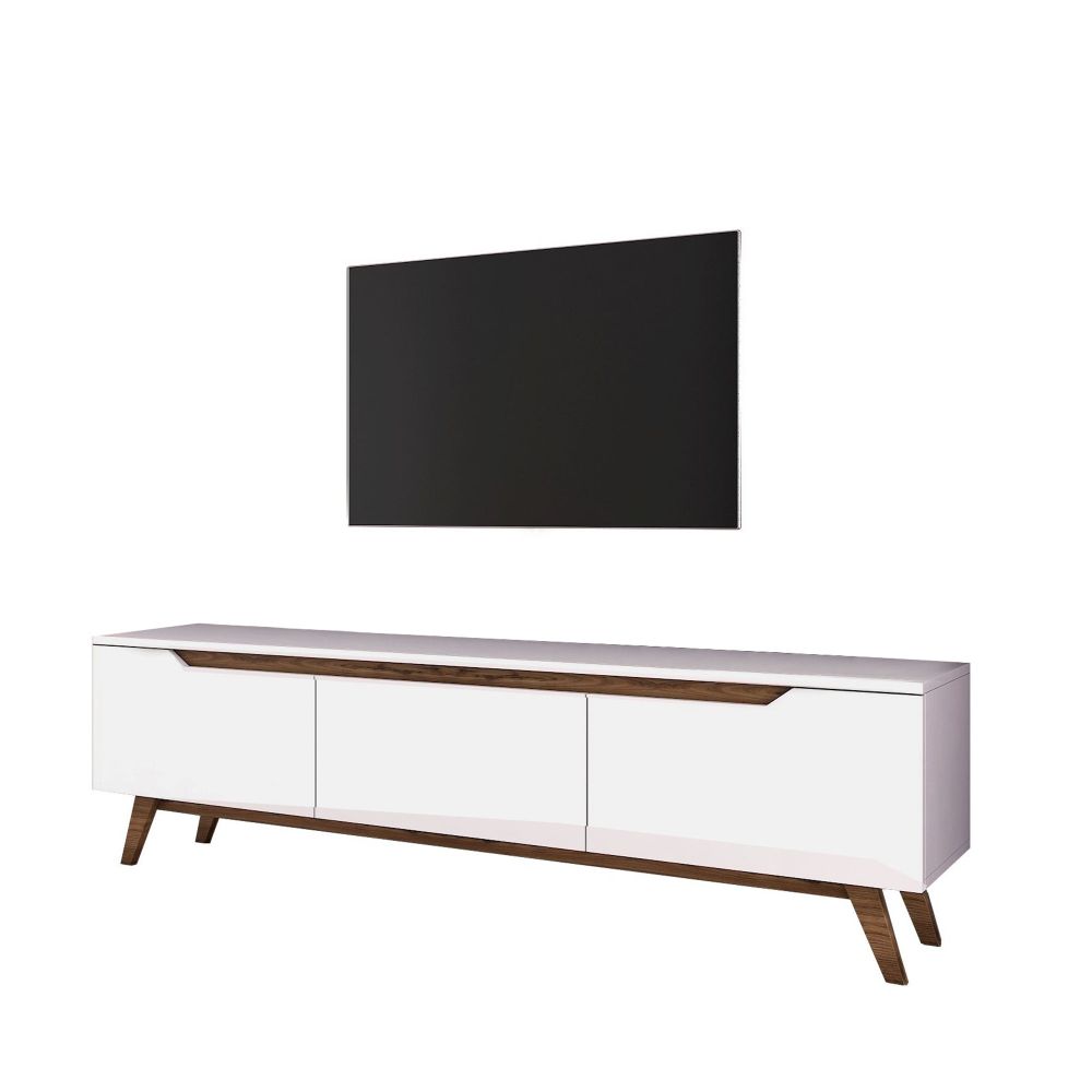 TV stalak D1 - 794 bijeli s orahovim detaljima slika 7