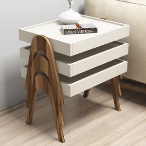 Woody Fashion Stol (3 komada), Roma - Walnut, Cream