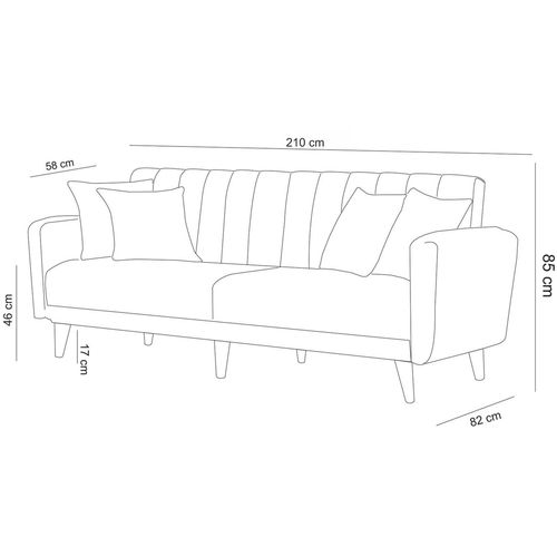 Atelier Del Sofa Aqua-Grey Grey 3-Seat Sofa-Bed slika 8