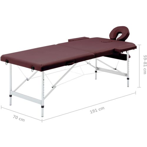 Sklopivi masažni stol s 2 zone aluminijski ljubičasti slika 16