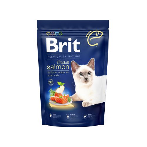 Brit Premium by Nature Cat Adult, losos, 1,5 kg slika 1