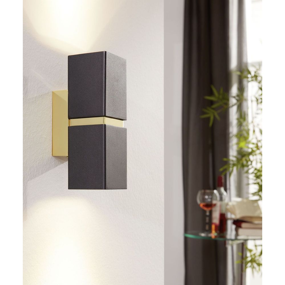 Eglo Passa Zidna Lampa 2x3,3W LED, GU10, Zlatna/Crna slika 2