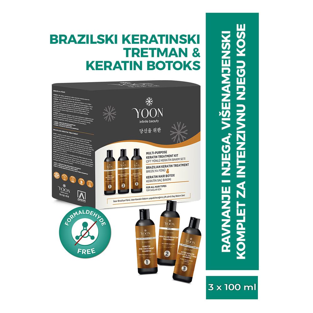 YOON Višenamjenski keratinski set za njegu kose 100ml x 3 slika 4