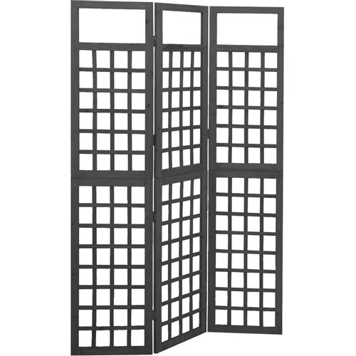 Sobna pregrada / rešetka s 3 panela od jelovine 121x180 cm crna slika 7