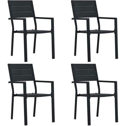 Vrtne stolice 4 kom crne HDPE s izgledom drva slika 28