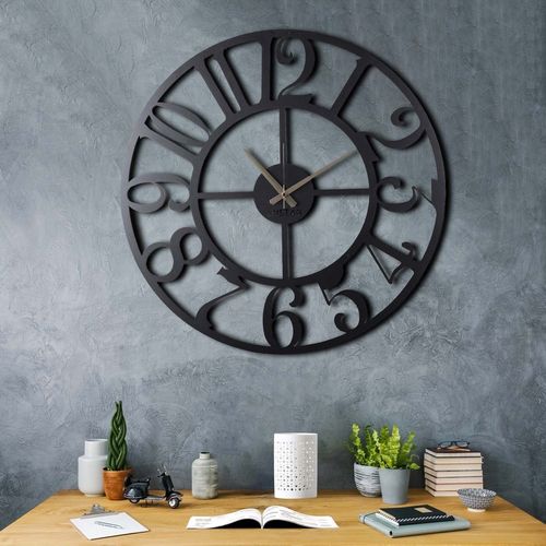 Wallity Circle XL Black Decorative Metal Wall Clock slika 1