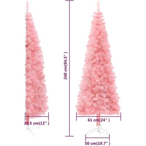 Tanka umjetna polovica božićnog drvca sa stalkom roza 240 cm slika 9