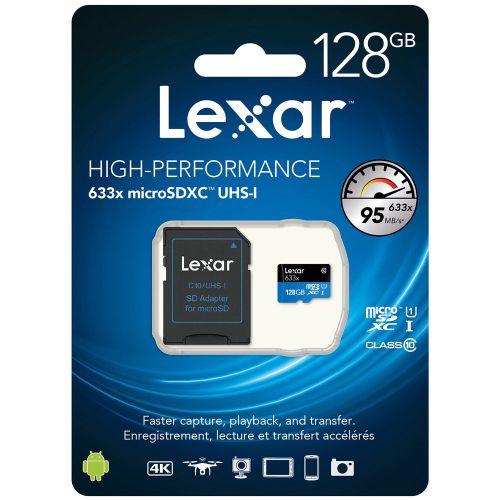 Lexar SD micro 128GB SDHC 633x UHS-I, 100MB/s read 45MB/s write C10 A1 V30 U3 slika 3