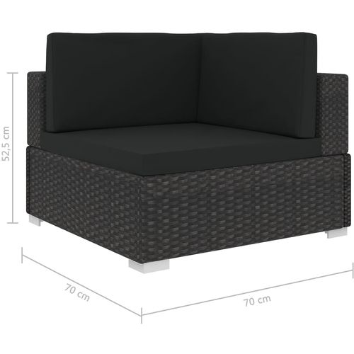 Modularna kutna fotelja s jastucima 1 kom od poliratana crna slika 21