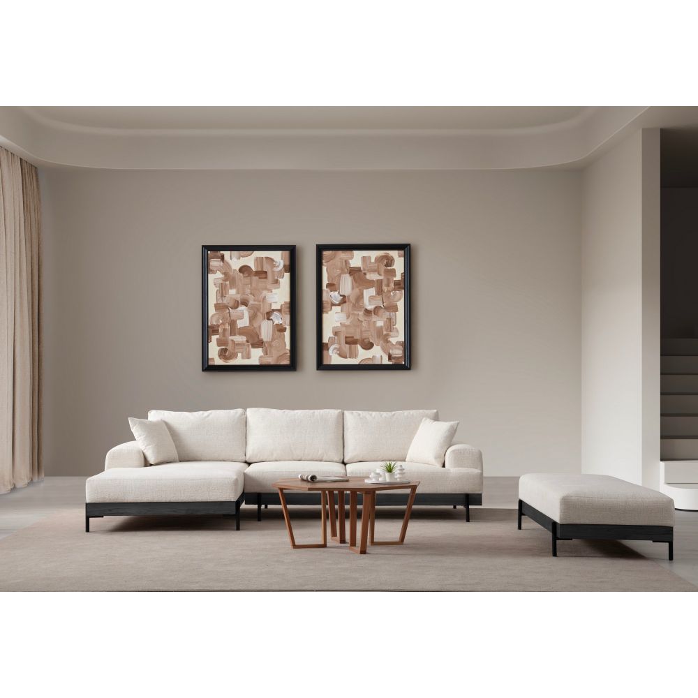Ugaona Sofa Eti Black Left - Bijela slika 3