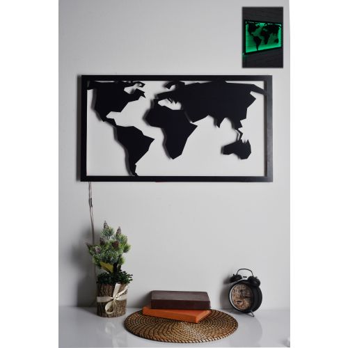 Wallity Ukrasna LED rasvjeta, World Map 2 - Green slika 6