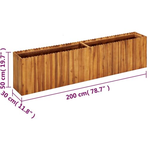 Vrtna posuda za sadnju od masivnog bagremovog drva 200x30x50 cm slika 22