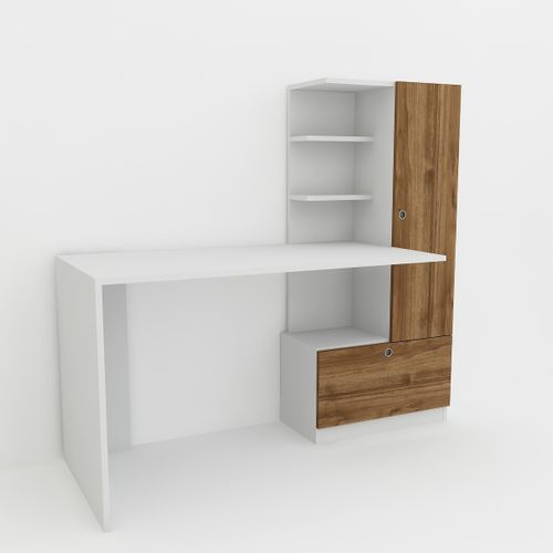 Merinos - White, Walnut WhiteWalnut Study Desk slika 3