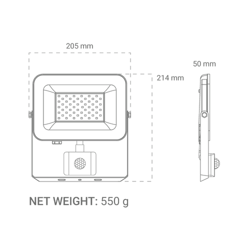 LED reflektor sa senzorom Green Tech 4250 lm, 50W, 6500K, IP65, crni slika 2