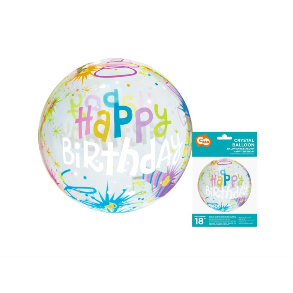 Kr-18Hs Balon Kristalni Happy Birthday 45cm slika 1
