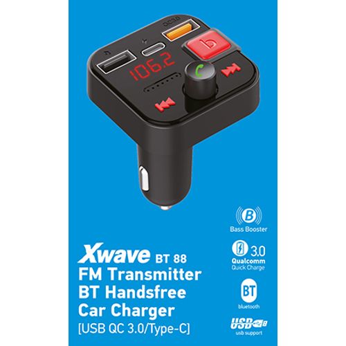 Xwave BT 88 FM transmiter za kola,Bluetooth,A2DP,LCD,2xUSB,TipC-USB QC3.0 brzo punjenje slika 6