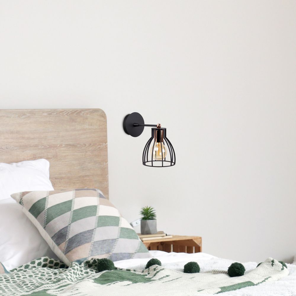 Kemah - N-1238 Crna i Brončana Zidna Lampa slika 2