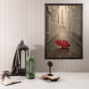 Wallity Drvena uokvirena slika, Red Umbrella 2