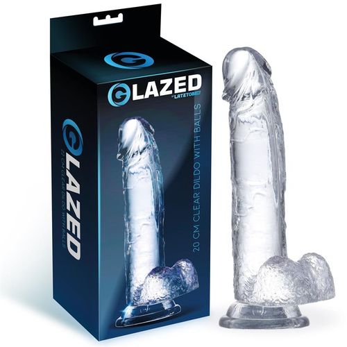 Glazed realistični prozirni dildo s testisima 18cm ili 22cm slika 7