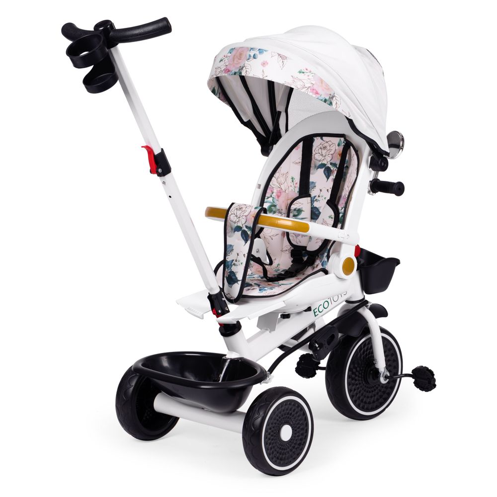 Dječji tricikl sa okretnim sjedalom, ručkom za guranje i nadstrešnicom, ECOTOYS slika 3