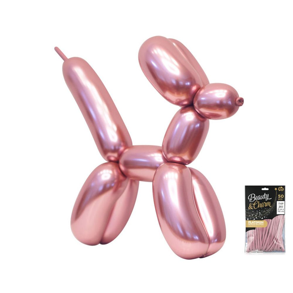 CB-MLRO Balon za modeliranje Platinasto rozi 120cm, 50kom slika 1