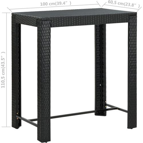 Vrtni barski stol crni 100 x 60,5 x 110,5 cm od poliratana slika 14