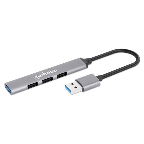 USB HUB 4port Manhattan 168427 3.0/3xUSB 2.0 480Mbps/1xUSB 3.0 5Gbps/sivi slika 1