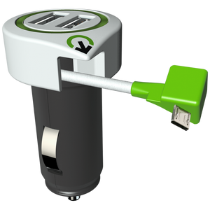 q2power Auto punjač, Dual USB, 3.1A, microUSB - TRIPLE USB CAR CHARGER M