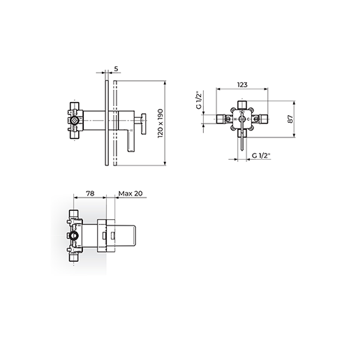 Rosan  Thermo S.2 BLACK Termostatska uzidna baterija sa 2 izlaza slika 2