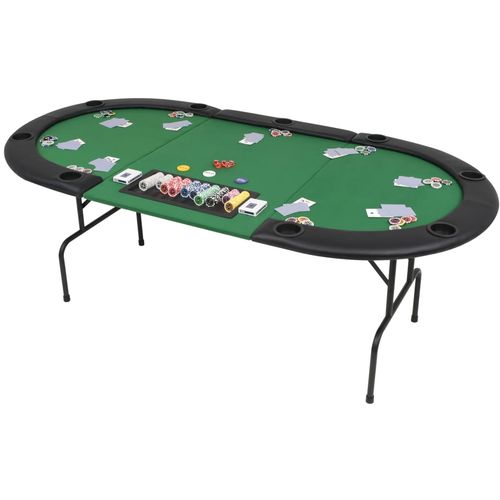 Sklopivi trodijelni stol za poker za 9 igrača ovalni zeleni slika 41