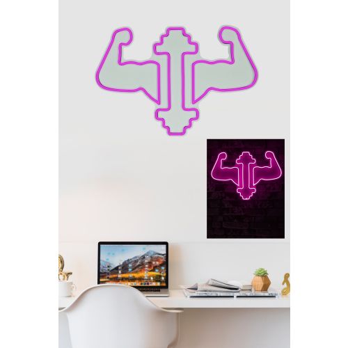 Wallity Ukrasna plastična LED rasvjeta, Gym Dumbbells WorkOut - Pink slika 11